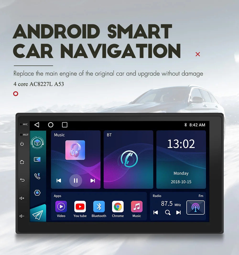 ESSGOO 2DIN Car Radio – Wireless CarPlay Android Auto GPS Navigator MP5 Player with 7"/9" Glass Touchscreen, Wi-Fi, FM & Bluetooth Car Stereo