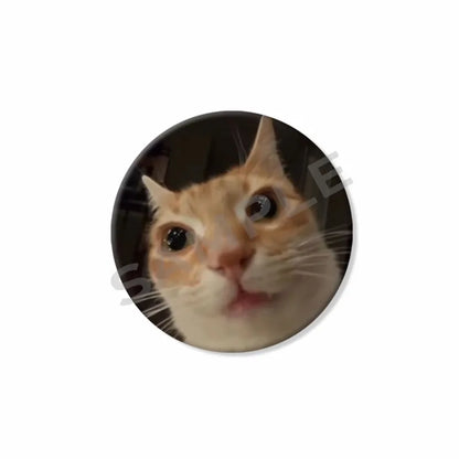 50mm Tinplate Cat Meme Button Pins – Funny Round Brooch Lapel Badge for Hats, Bags & Kids Gifts