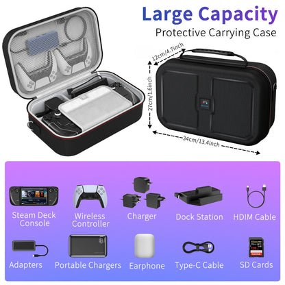 Steam Deck Carrying Case – Large Capacity Storage for Console & Accessories, Portable Case with Built-in Protection