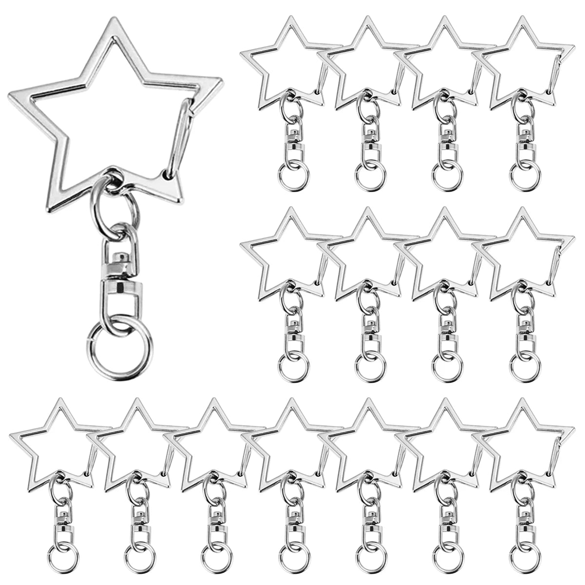 5/15/25/50 Sets Star Keychain Clasps - Lobster Claw Hooks with Jump Rings for DIY Crafts, Jewelry & Accessories