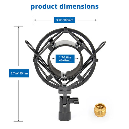 Universal Microphone Shock Mount - Anti-Vibration Isolation Clip Holder for 42.4mm Condenser Microphones