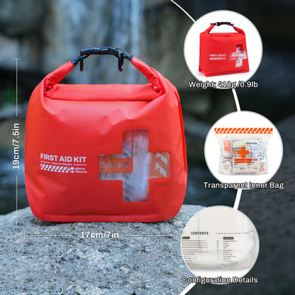 RHINO RESCUE Waterproof First Aid Kit — Lightweight Dry Bag with Emergency Survival Supplies for Outdoor Kayaking, Swimming & Boating