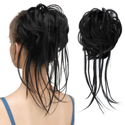 Synthetic Elastic Messy Bun Hairpiece – Curly Scrunchie Chignon, Black, Blonde, Brown Updo Donut for Women, Natural Fake Hair