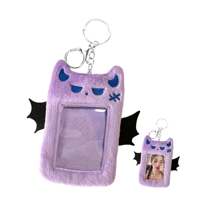 Kawaii Devil Plush Card Holder - Cute Visible ID, Bank, Credit & Bus Card Sleeve
