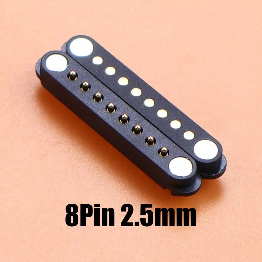 DC Magnetic Pogo Pin Connector - 2–8 Pin Spring-Loaded Male/Female Power Socket, 2.5/2.54/2.8mm Spacing