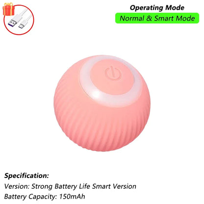 iLMH Smart Cat Interactive Ball Toy - Rechargeable Automatic Rolling Mouse Toy with Faux Tail for Pet Training & Play