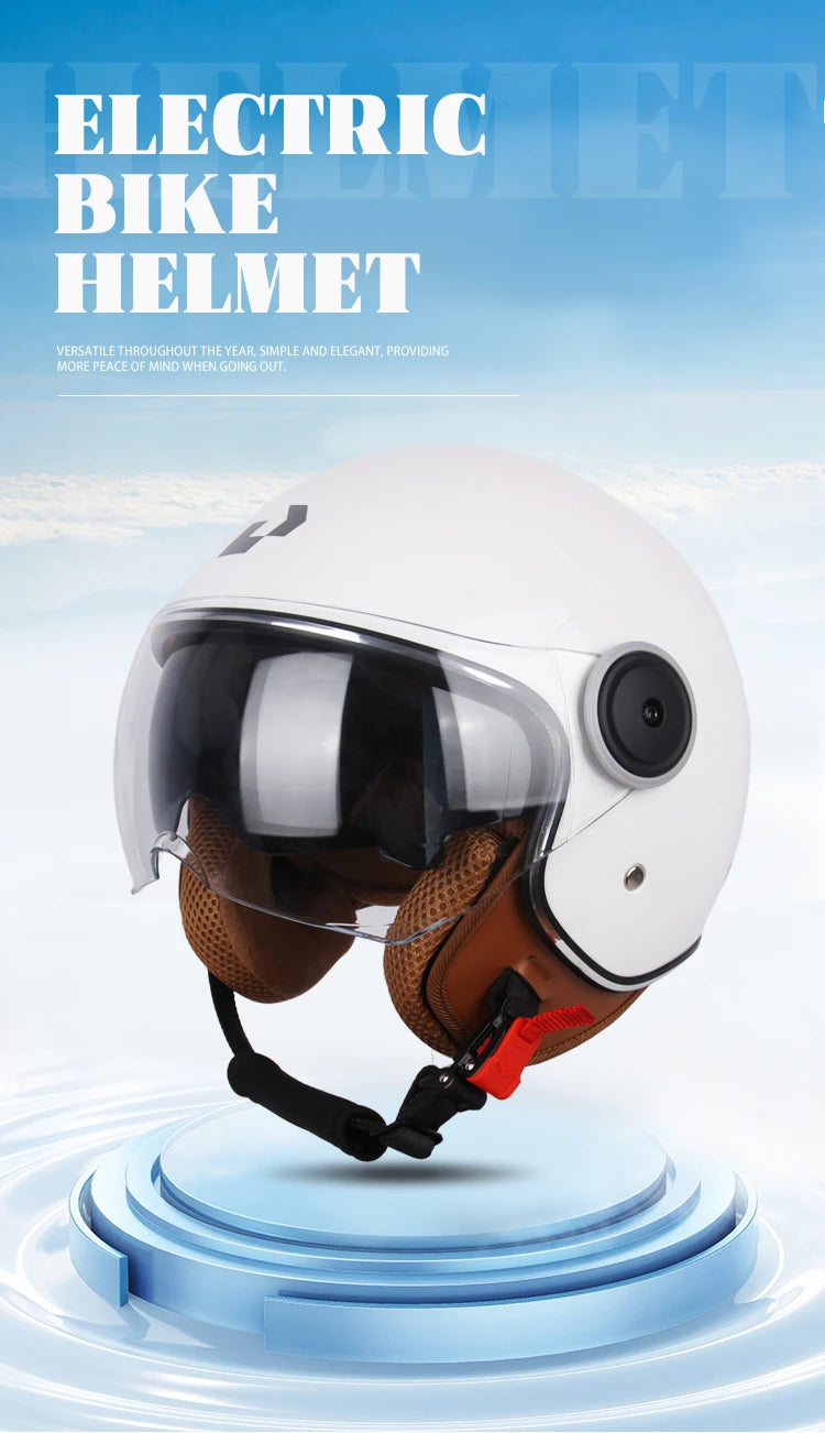 DOT Certified Vintage Open Face Motorcycle Helmet – Retro 3/4 Cruise Casco Casque Moto for Men & Women