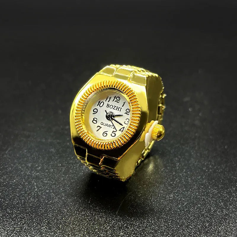 Kiss Jewelry Digital Quartz Finger Watch Ring – Mini Elastic Punk Style Clock Ring for Women, Men & Couple Teens Accessory