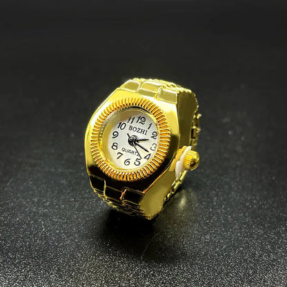 Kiss Jewelry Digital Quartz Finger Watch Ring – Mini Elastic Punk Style Clock Ring for Women, Men & Couple Teens Accessory