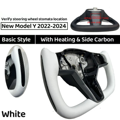 350mm Heated Yoke Steering Wheel – Custom NAPPA Leather Accessory for Tesla Model 3/Y (2018–2024)