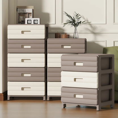 13.78" Wide Rolling Drawer Storage Cabinet — 3-6 Tier Mobile Organizer with Wheels, Gray or Brown for Living Room & Bedroom
