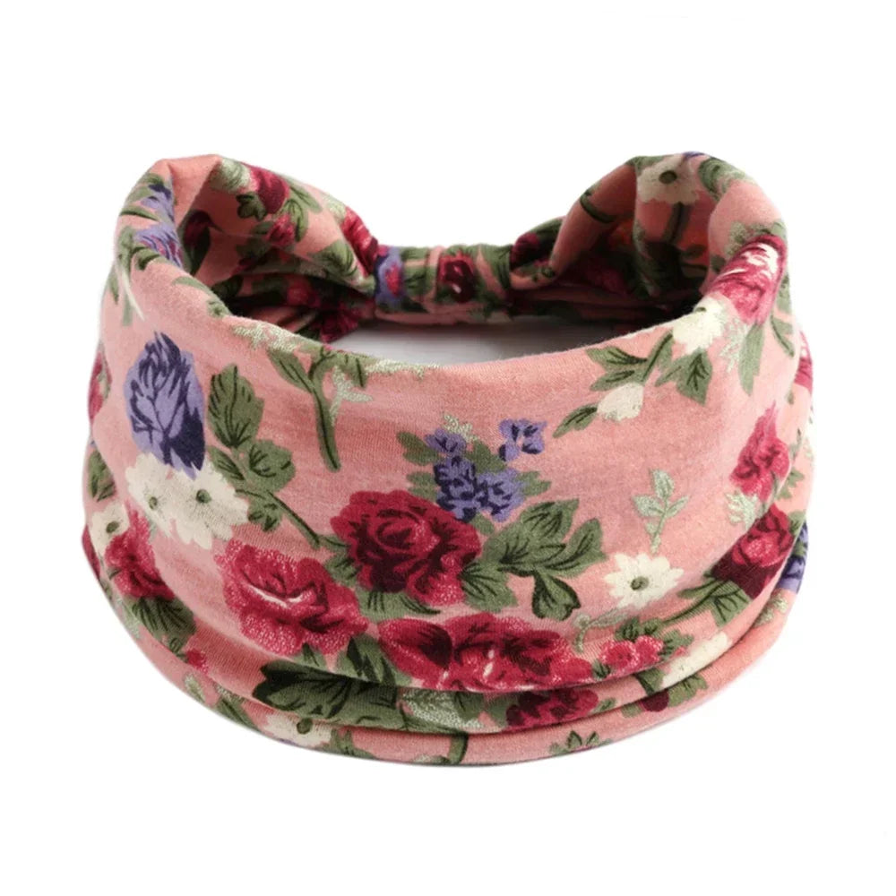 Bohemian Wide Cotton Stretch Headbands for Women – Turban Style Hairbands, Bandana Headwrap Hair Accessories