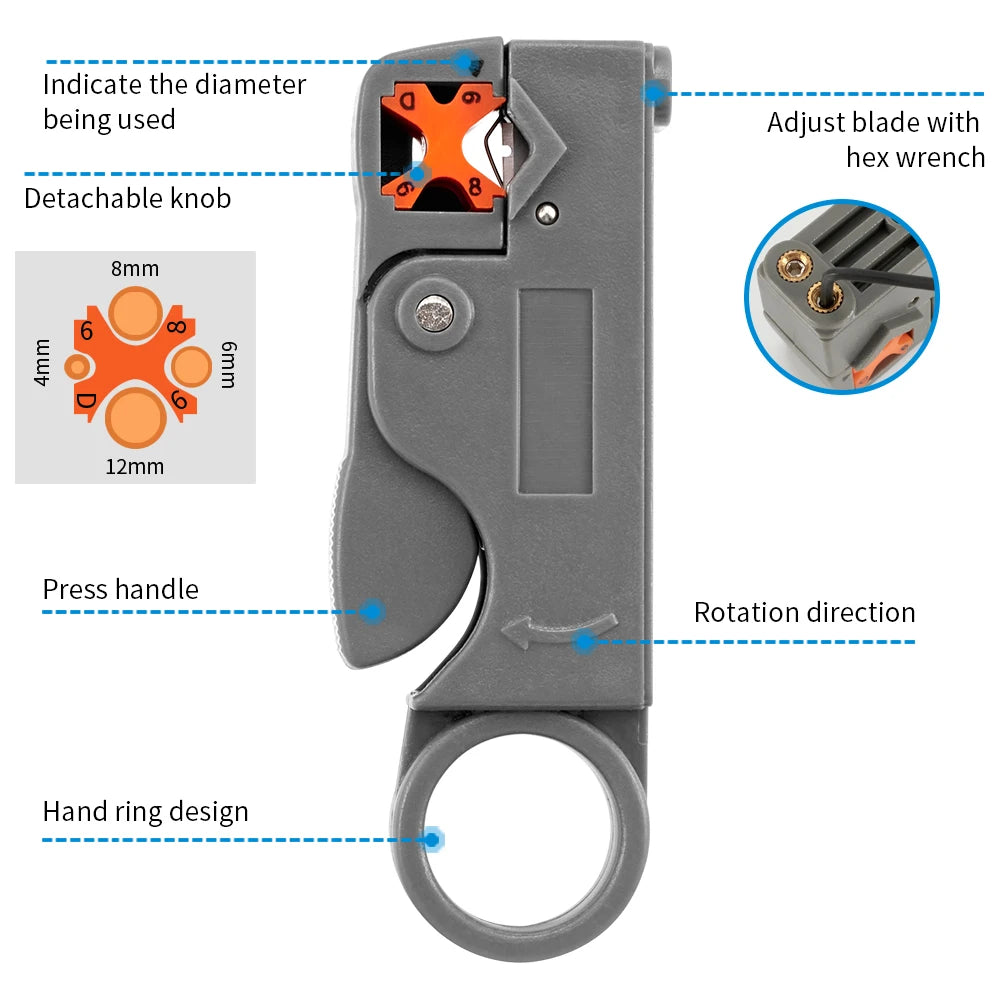 Wire Stripping Pliers - Stainless Steel Insulated Cable Stripper with Hex Wrench for Electrical Work