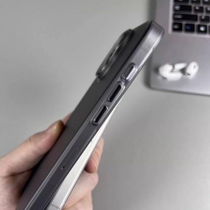 Titanium Stripe iPhone Case - Shockproof Hard Armor Cover with Metal Buttons for iPhone 13–16 Pro Max