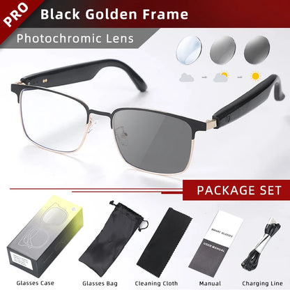 CLLOIO Wireless Bluetooth Smart Glasses – Photochromic Sunglasses with Anti-Blue Ray Reading Lenses & Myopia Prescription Support for Men & Women