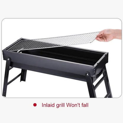 Large BBQ Barbecue Grill – Folding Portable Charcoal Burner for Outdoor Camping and Picnic, Foldable Charcoal Barbecue Oven
