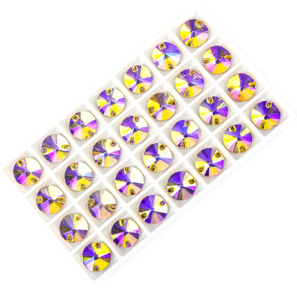 Crystal Rhinestone Flatback Beads - AB Round Shell Gems for DIY Crafts, Clothing & Wedding Decoration