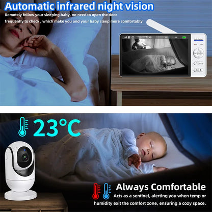 7" No WiFi Baby Monitor – Wireless Video Surveillance Camera, 2-Way Audio, Night Vision, 4X Zoom & 5000mAh Long Battery Life Kids Monitor