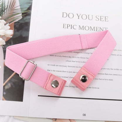 Elastic Buckle-Free Canvas Belt for Women – Stretch Waist Belt for Jeans & Pants, Invisible Lazy Belt