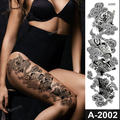 Large Temporary Leg Tattoos for Women - Sexy Animal & Anime Skull Water Transfer Body Art Stickers