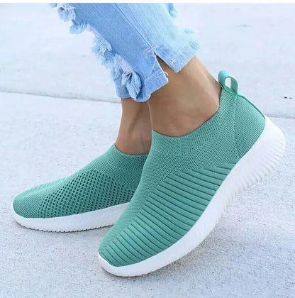 Women’s Fashion Sneakers — Casual Walking Flat Platform Sock-Style Chunky Slip-On Shoes