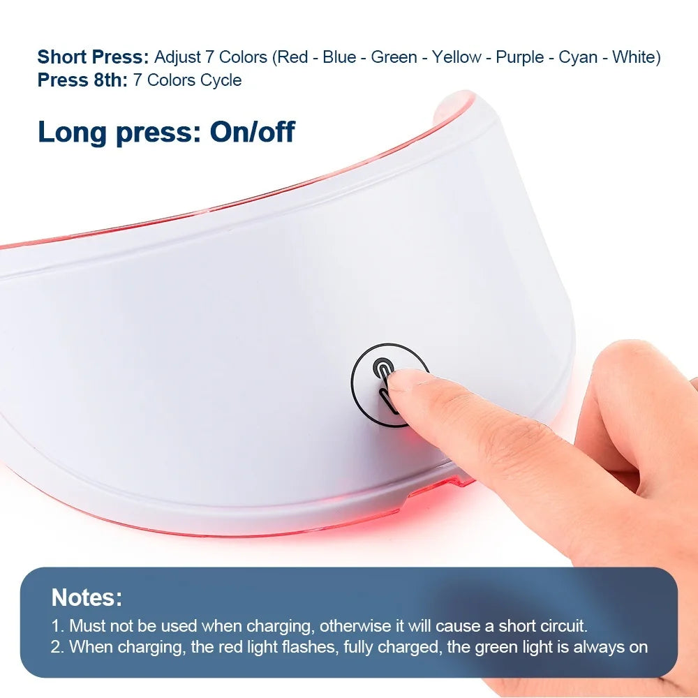 7-Color LED Face & Neck Beauty Mask - Photon Facial Mask with Skin Care Massager for Face and Neck