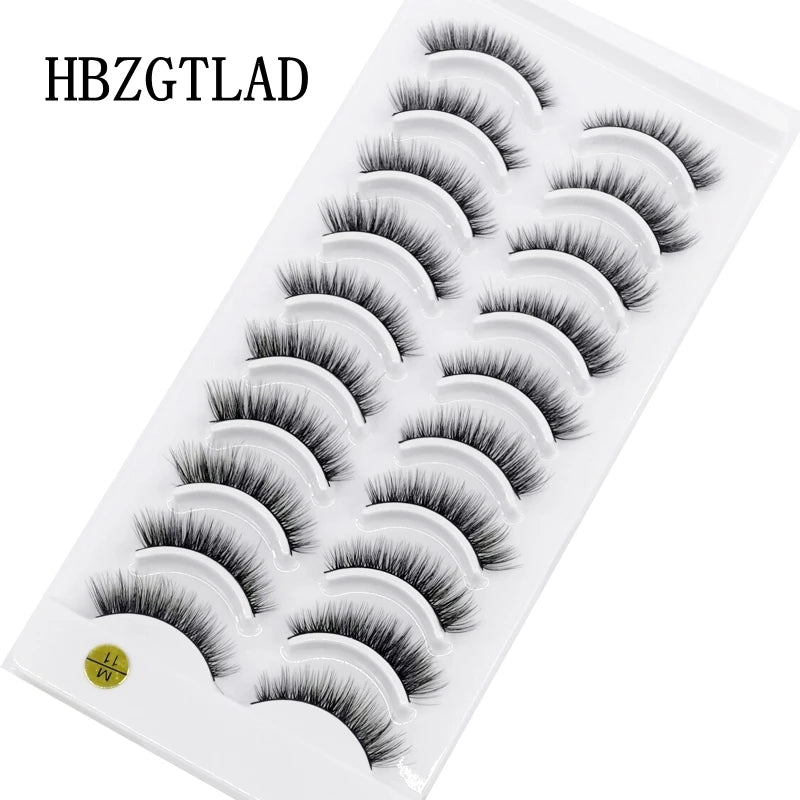 HBZGTLAD 10 Pairs 3D Faux Mink False Eyelashes – Natural Long Look Short Mink Lash Extensions for Makeup & Beauty