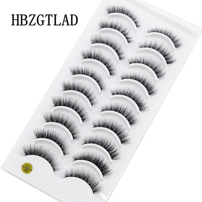 HBZGTLAD 10 Pairs 3D Faux Mink False Eyelashes – Natural Long Look Short Mink Lash Extensions for Makeup & Beauty
