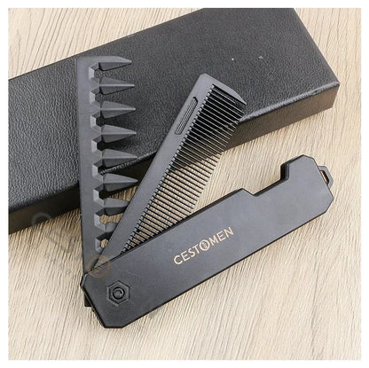 2-in-1 Pocket Folding Comb – Wide Tooth & Beard Comb for Hair Styling and Barber Use