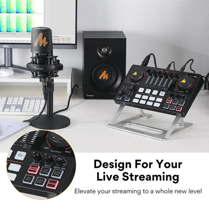 Maono AME2 Audio Interface Mixer - All-in-One Portable Podcast Studio for Recording, Live Streaming, YouTube, Guitar & PC