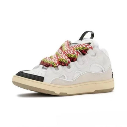 Unisex Leather Lace-Up Sneakers - Retro Casual Sports Shoes with Dad Shoe Style