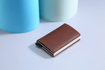 Carbon Fiber Credit Card Holder Wallet for Men - RFID Slim Pop-Up Metal Minimalist Case, Black