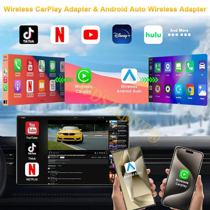 5-in-1 CarPlay AI Box – Wireless Android Auto Adapter and Multimedia Player for YouTube, Netflix, and Auto Connect