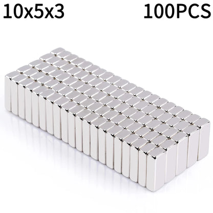Super Strong Square Block Magnets Set - 20-100 PCS Powerful Neodymium Magnets for DIY & Refrigerator Use