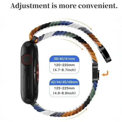 Nylon Braided Watch Band for Apple Watch – Compatible with Series SE, 3–10 & Ultra (38–49mm Adjustable Sport Strap)
