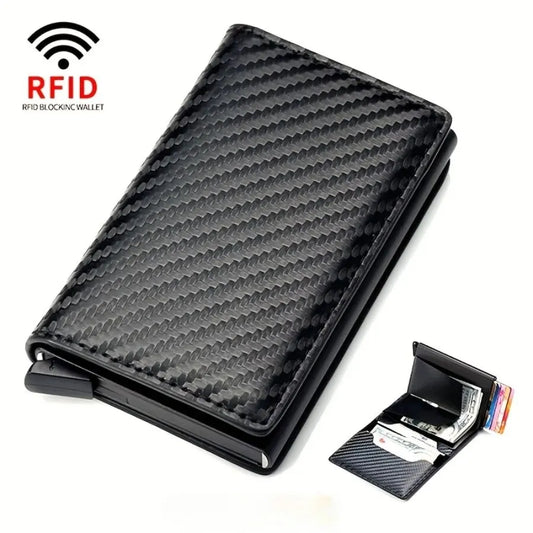 RFID Aluminium Credit Card Holder Wallet: Men's PU Leather Wallet with Money Clip - Anti-Theft Designer Wallet