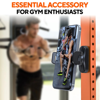 LRBH Magnetic Phone Holder - 360° Adjustable Retractable Clamp for Gym, Kitchen & Work