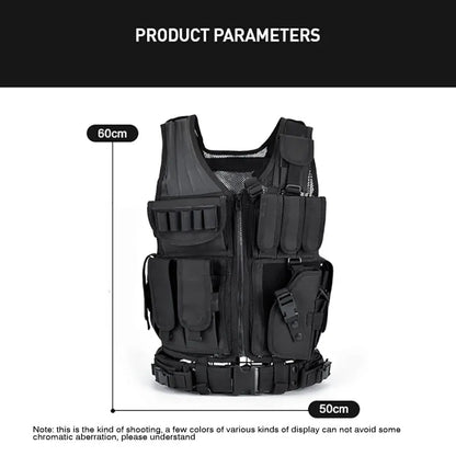 Adjustable Military Tactical Vest - Outdoor Molle Combat Body Armor for Security, Hunting, CS Game, and Airsoft Training
