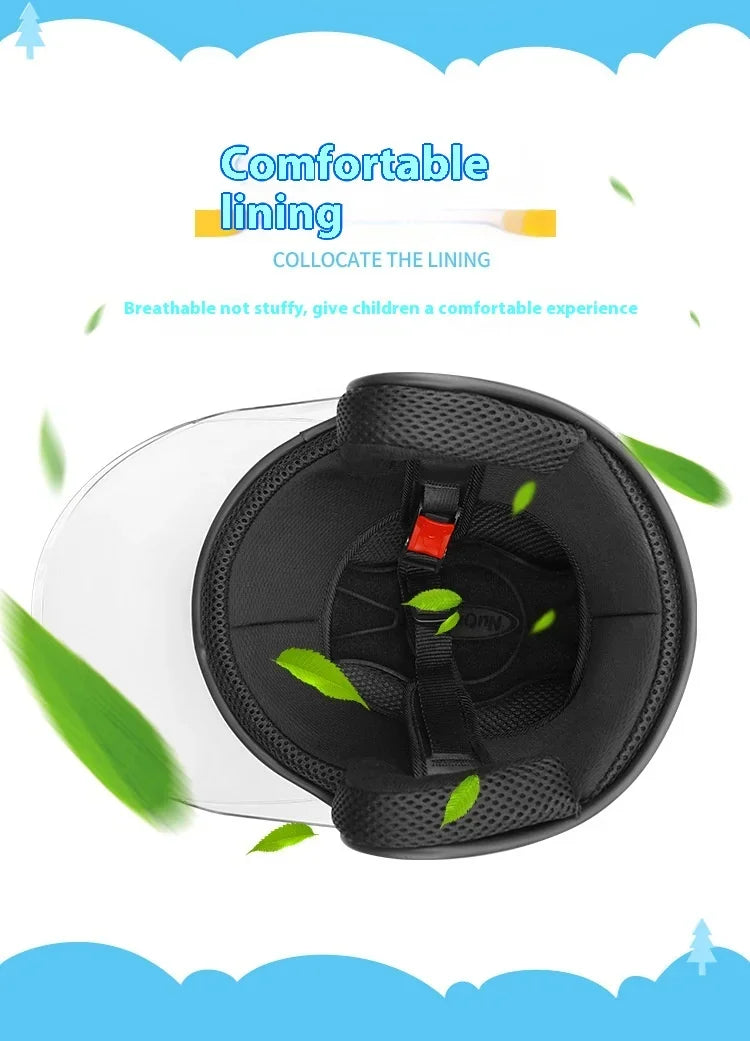 Children's Helmet with Cute Cartoon Pattern – Anti-Fall Open Face Safety Helmet for Kids, Four Seasons Motorcycle Protection