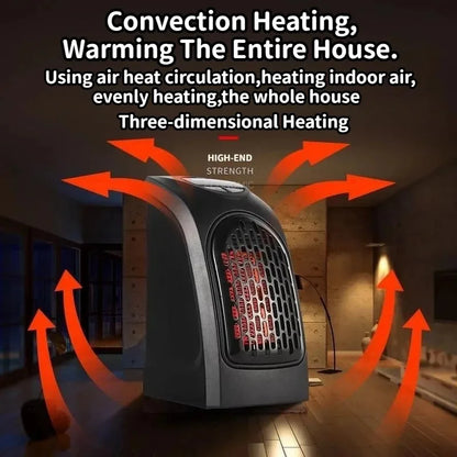 Portable Plug-In Electric Space Heater - Mini Wall Outlet Radiator Fan for Compact Home Heating