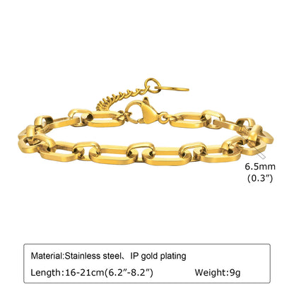 Chunky Gold-Plated Link Necklace — Stainless Steel Oval Chain Choker for Women, Minimalist Jewelry