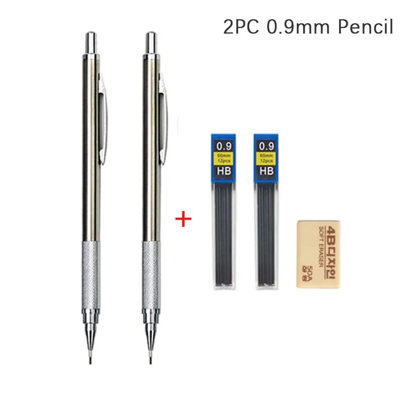 Full Metal Mechanical Pencil Set — 0.3–2.0mm Automatic Pencils for Art, Drawing & School