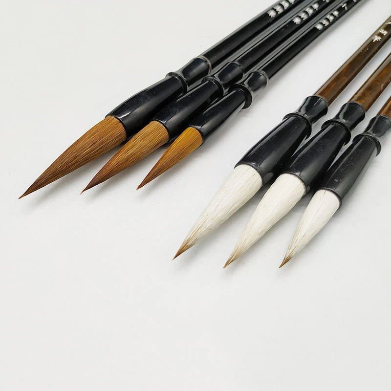 3PCS Bamboo Handle Calligraphy Brush Set – Weasel Hair Writing Brushes for Painting, Drawing & Traditional Art Use