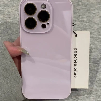 Candy Color Tempered Glass iPhone Case - Luxury Shockproof Camera Protection Bumper Cover for iPhone 17 16 15 14 13 12 Pro Max