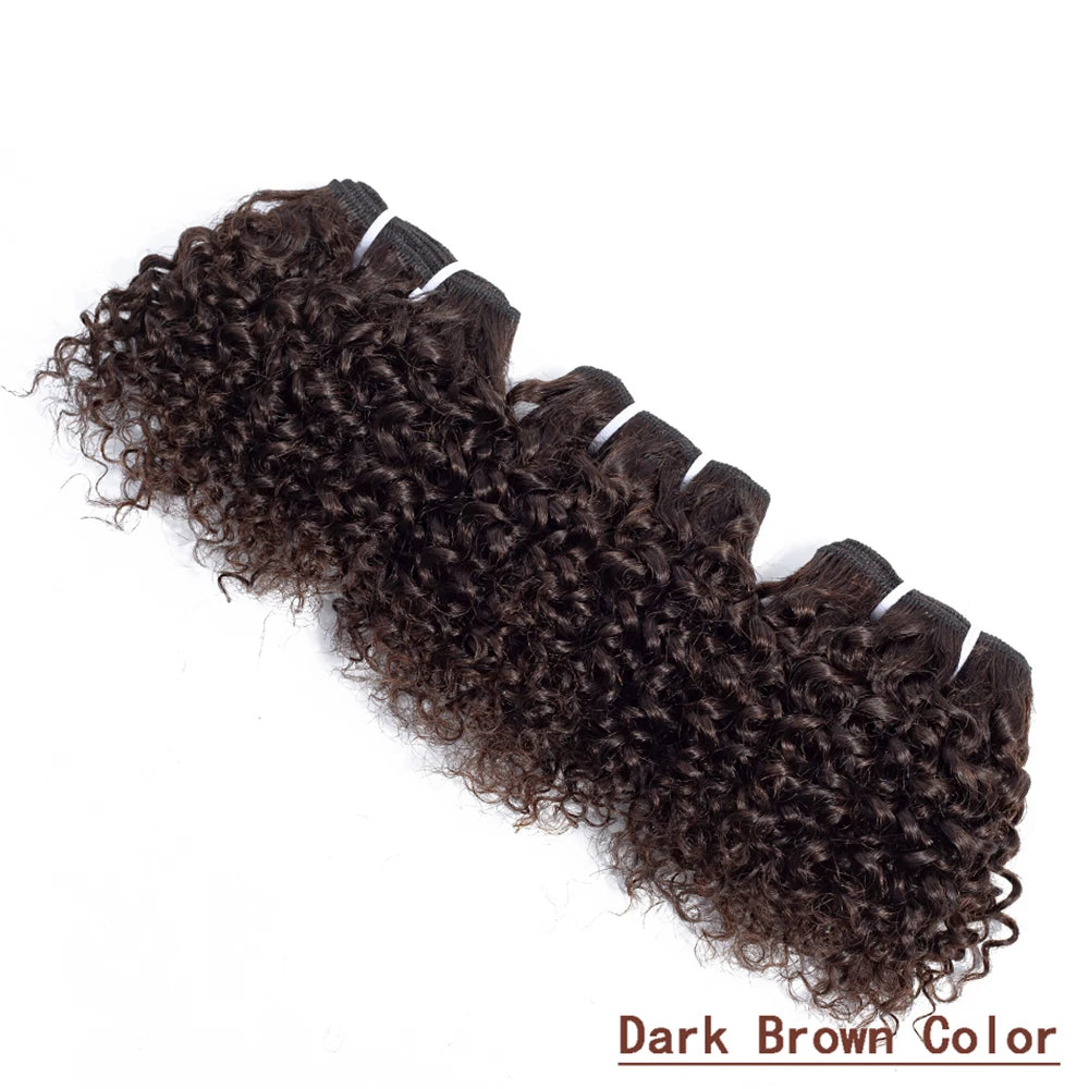 Code Calla Bouncy Curly Hair Bundles – Double Draw 6-inch Short Cut Remy Human Hair Extensions in Natural Black & Brown