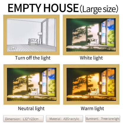LED Light Painting Wall Art Lamp – Wooden Sunlight Window Dimmable Indoor Night Light Home Decor Table & Bedroom Lighting