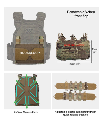 YAKEDA ATFG MOX CAMO Tactical Plate Carrier – Lightweight, Quick Release, 1000D Nylon MOLLE Vest for Combat & Hunting