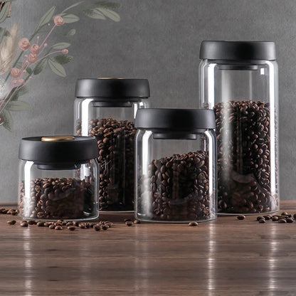 GIANXI Vacuum Sealed Glass Jug | Airtight Canister for Coffee Beans, Food Grains, Candy | Fresh Storage Jar Kitchen Accessory