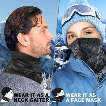 Thermal Face Bandana Mask Neck Warmer Gaiter - Bicycle Cycling Ski Tube Scarf for Hiking - Breathable Print Masks for Women and Men Winter