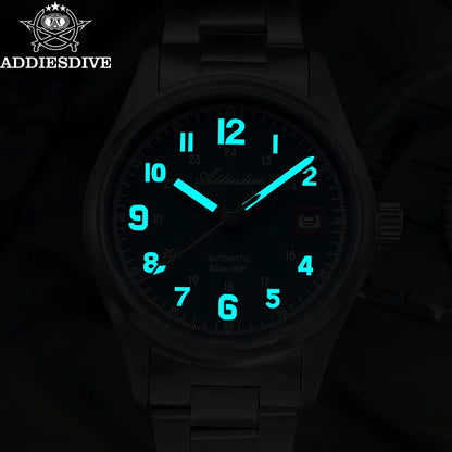 ADDIESDIVE AD2070 Men’s Automatic Mechanical Watch – Sapphire Crystal, 20Bar Waterproof, Super Luminous Stainless Steel